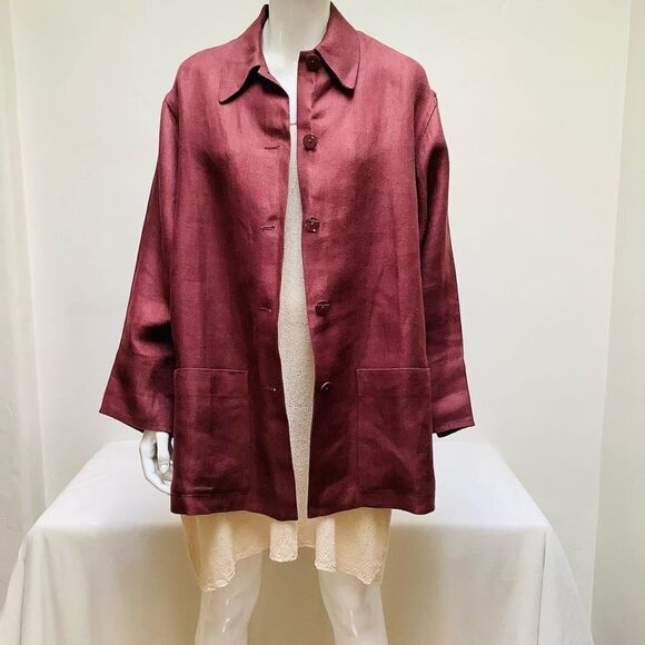 KENZO LINEN WOMENS SHIRT JACKET MEDIUM - Picture 1 of 8